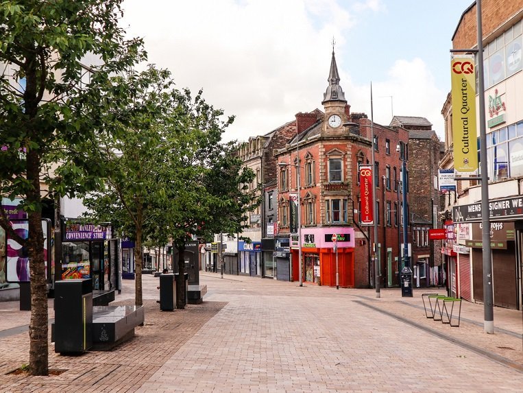 Top Ten Activities To Do in Stoke-on-Trent quiet cloudy afternoon in Hanley city centre